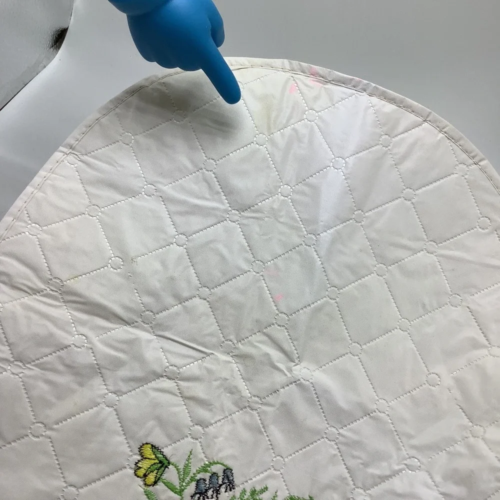 Vintage Quilted Vinyl‎ Appliance White Cover Floral Embroidery